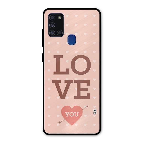 Love You Hearts Metal Back Case for Galaxy A21s