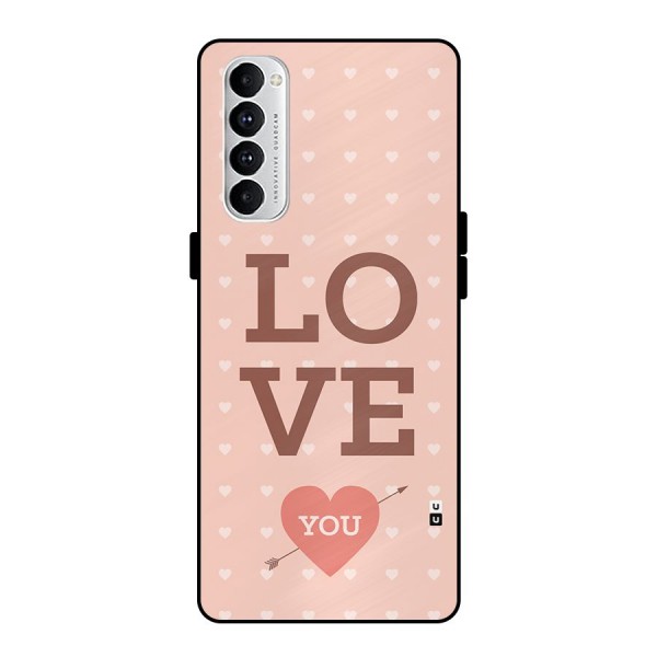 Love You Hearts Metal Back Case for Oppo Reno4 Pro