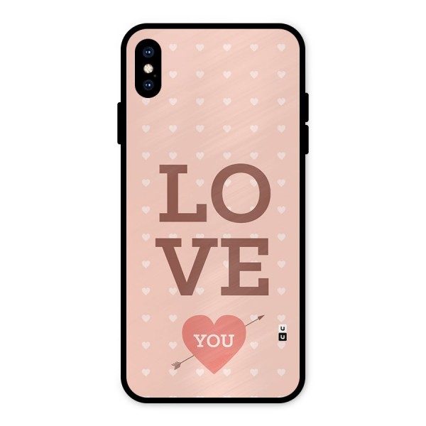 Love You Hearts Metal Back Case for iPhone XS Max