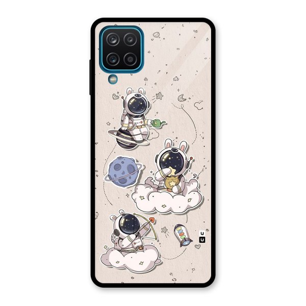 Lovely Astronaut Playing Glass Back Case for Galaxy A12