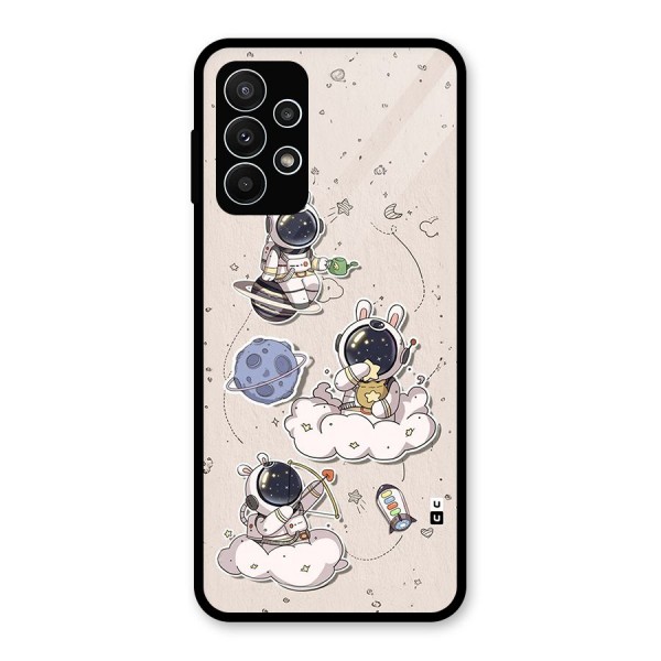 Lovely Astronaut Playing Glass Back Case for Galaxy A23