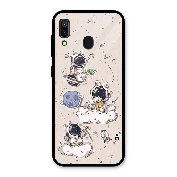 Lovely Astronaut Playing Glass Back Case for Galaxy A30