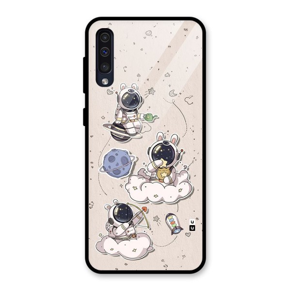 Lovely Astronaut Playing Glass Back Case for Galaxy A50s