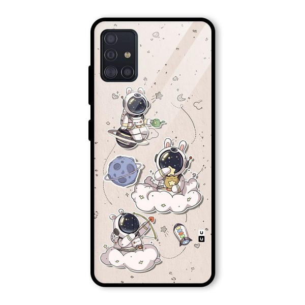 Lovely Astronaut Playing Glass Back Case for Galaxy A51