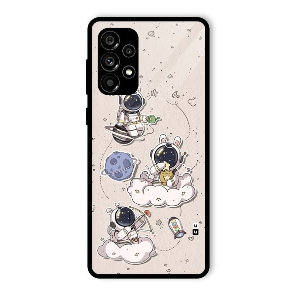 Lovely Astronaut Playing Glass Back Case for Galaxy A73 5G