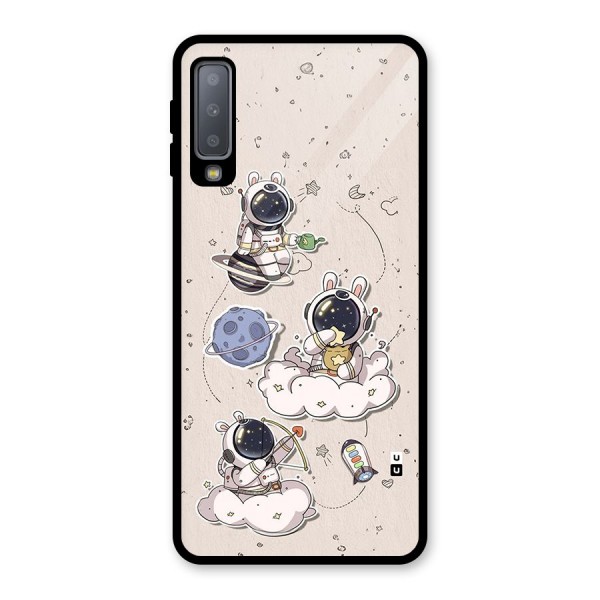 Lovely Astronaut Playing Glass Back Case for Galaxy A7 (2018)