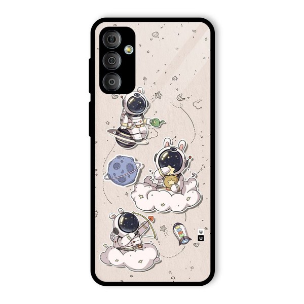 Lovely Astronaut Playing Glass Back Case for Galaxy F23