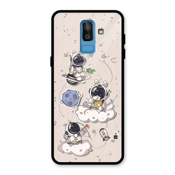 Lovely Astronaut Playing Glass Back Case for Galaxy J8