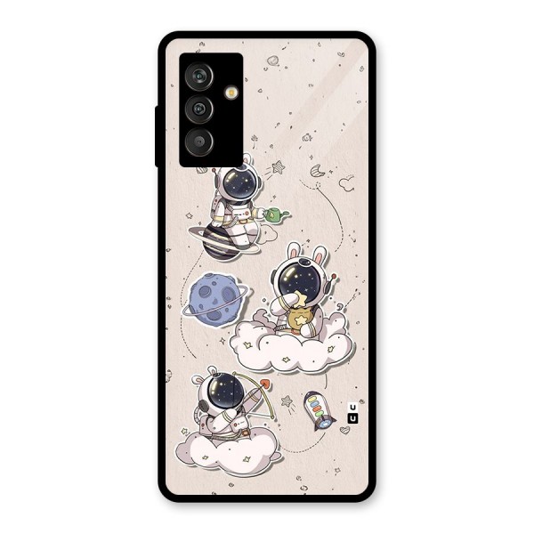 Lovely Astronaut Playing Glass Back Case for Galaxy M13