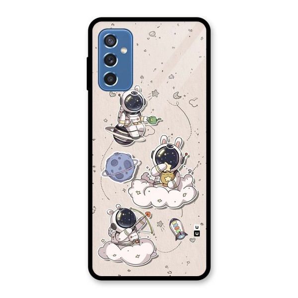 Lovely Astronaut Playing Glass Back Case for Galaxy M52 5G