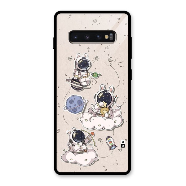 Lovely Astronaut Playing Glass Back Case for Galaxy S10 Plus