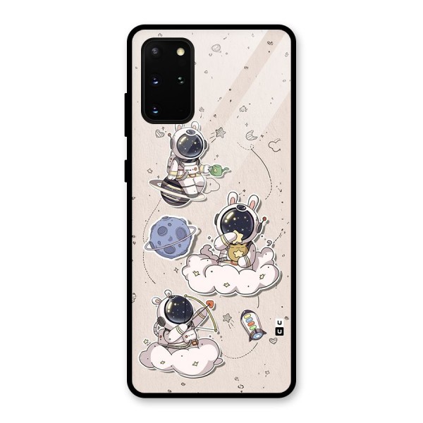 Lovely Astronaut Playing Glass Back Case for Galaxy S20 Plus