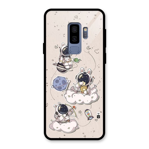 Lovely Astronaut Playing Glass Back Case for Galaxy S9 Plus