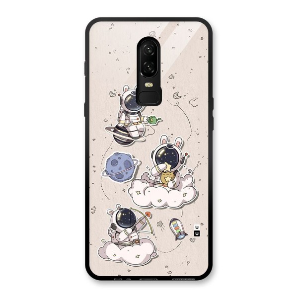 Lovely Astronaut Playing Glass Back Case for OnePlus 6
