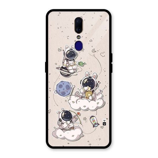 Lovely Astronaut Playing Glass Back Case for Oppo F11