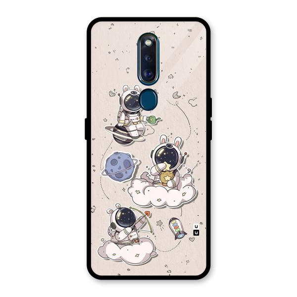 Lovely Astronaut Playing Glass Back Case for Oppo F11 Pro