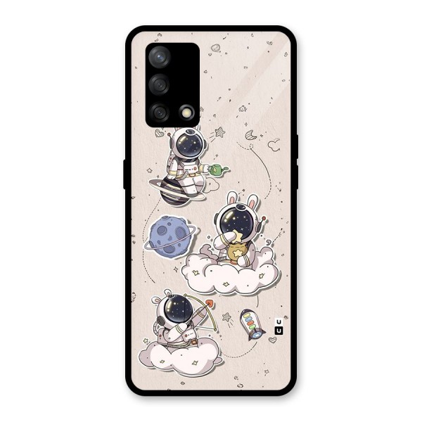 Lovely Astronaut Playing Glass Back Case for Oppo F19