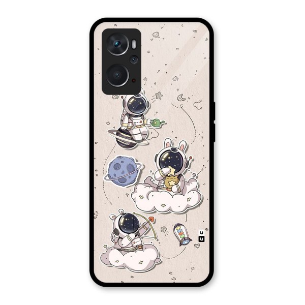 Lovely Astronaut Playing Glass Back Case for Oppo K10 4G