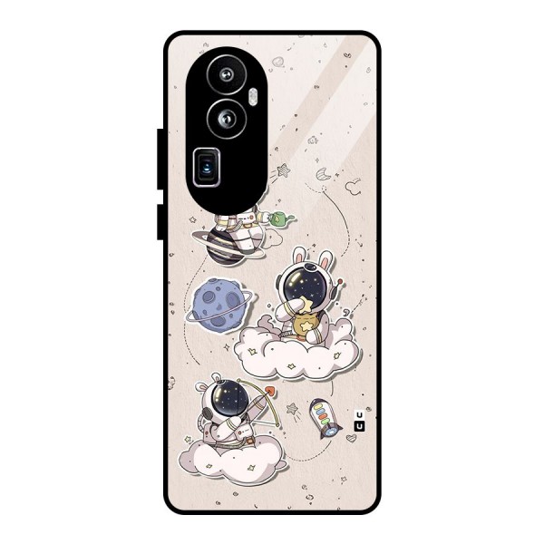 Lovely Astronaut Playing Glass Back Case for Oppo Reno10 Pro Plus