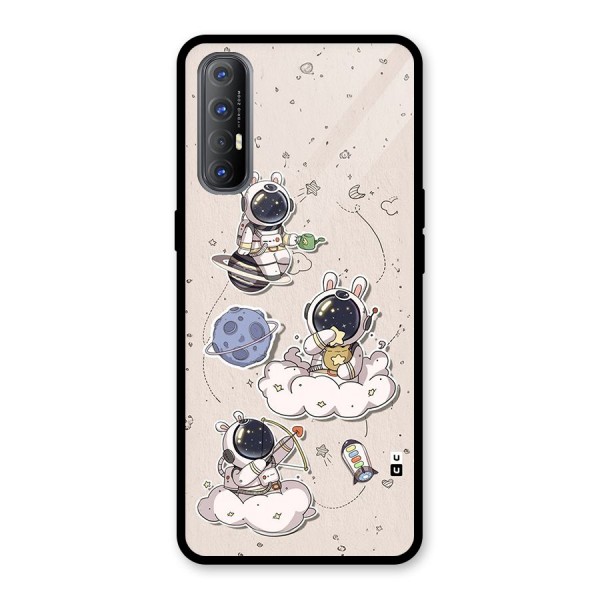 Lovely Astronaut Playing Glass Back Case for Oppo Reno3 Pro