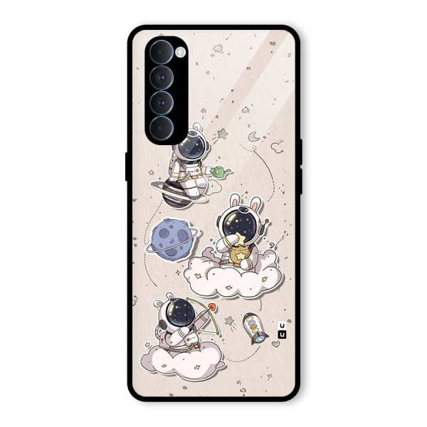 Lovely Astronaut Playing Glass Back Case for Oppo Reno4 Pro