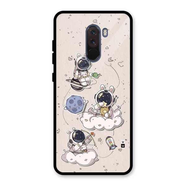 Lovely Astronaut Playing Glass Back Case for Poco F1