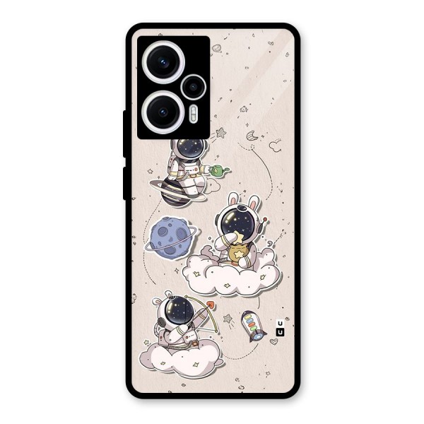 Lovely Astronaut Playing Glass Back Case for Poco F5