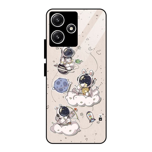 Lovely Astronaut Playing Glass Back Case for Poco M6 Pro