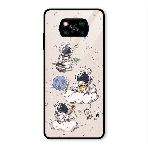 Lovely Astronaut Playing Glass Back Case for Poco X3 Pro