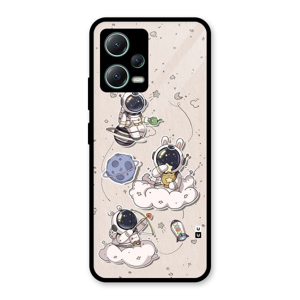 Lovely Astronaut Playing Glass Back Case for Poco X5