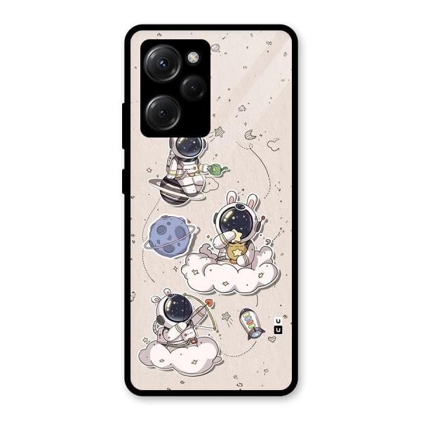 Lovely Astronaut Playing Glass Back Case for Poco X5 Pro