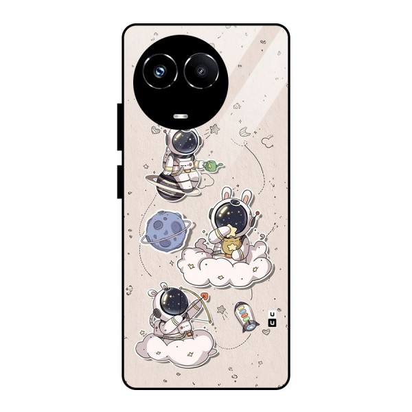 Lovely Astronaut Playing Glass Back Case for Realme 11X