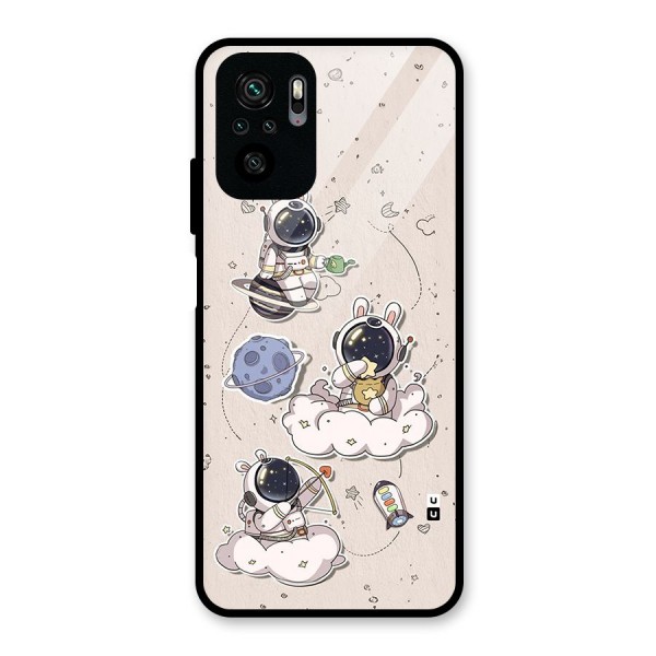 Lovely Astronaut Playing Glass Back Case for Redmi Note 10