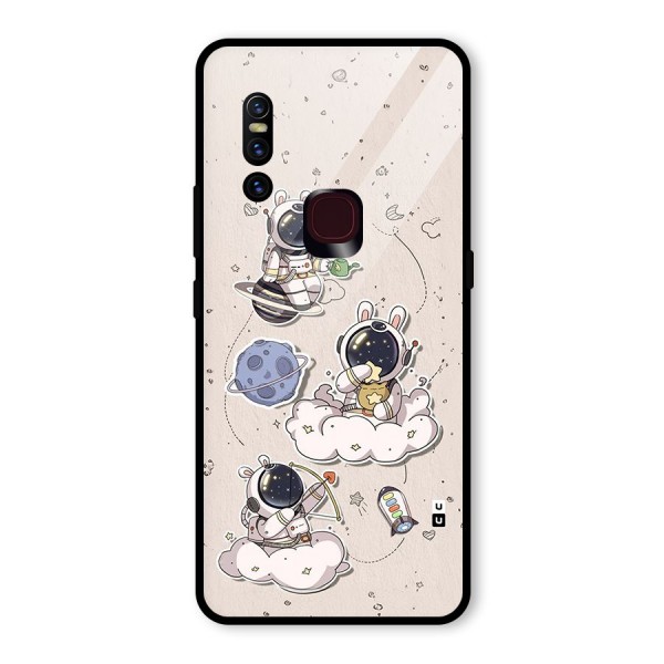 Lovely Astronaut Playing Glass Back Case for Vivo V15