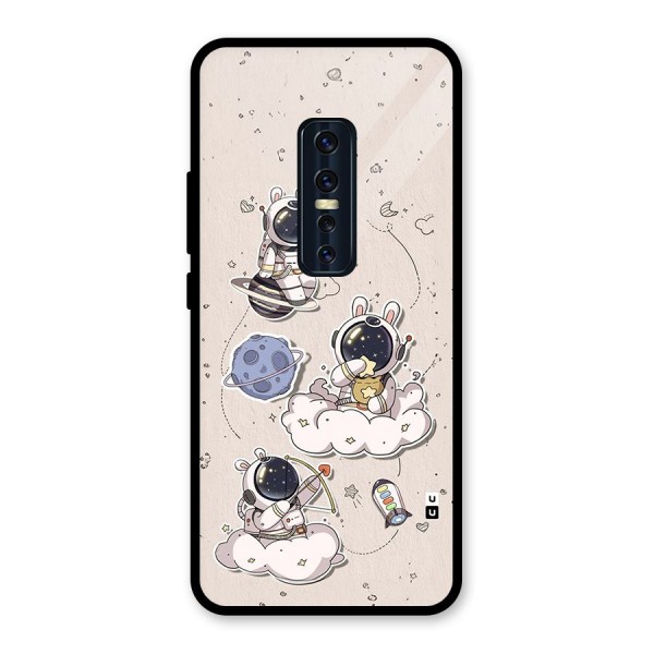 Lovely Astronaut Playing Glass Back Case for Vivo V17 Pro