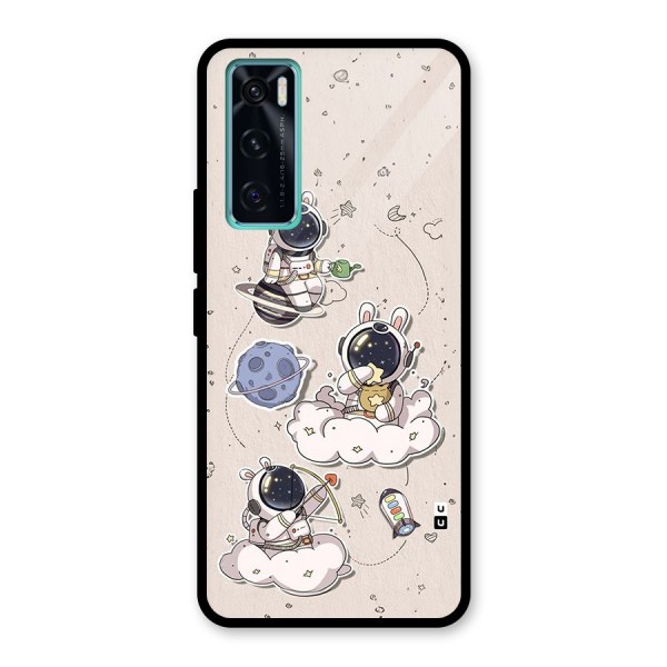 Lovely Astronaut Playing Glass Back Case for Vivo V20 SE