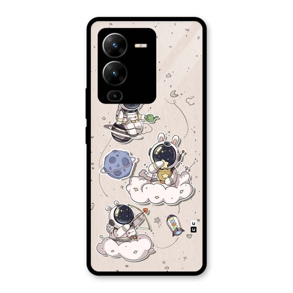 Lovely Astronaut Playing Glass Back Case for Vivo V25 Pro