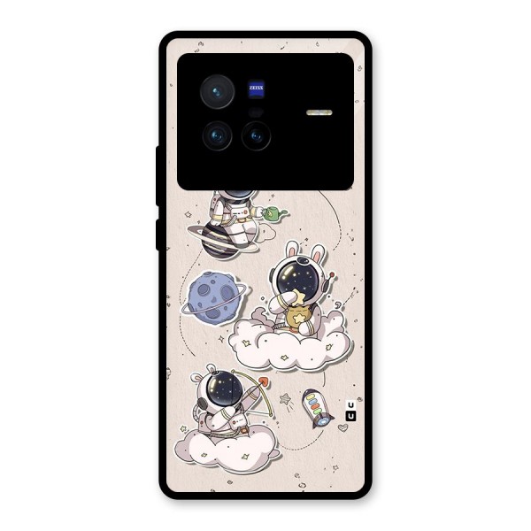 Lovely Astronaut Playing Glass Back Case for Vivo X80