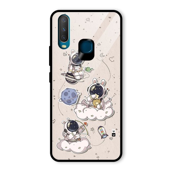 Lovely Astronaut Playing Glass Back Case for Vivo Y12