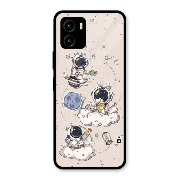 Lovely Astronaut Playing Glass Back Case for Vivo Y15s