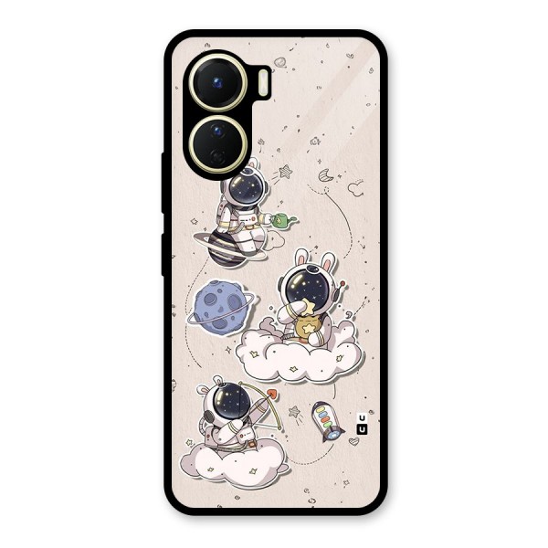 Lovely Astronaut Playing Glass Back Case for Vivo Y16