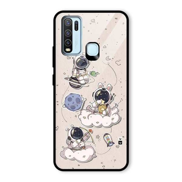 Lovely Astronaut Playing Glass Back Case for Vivo Y50