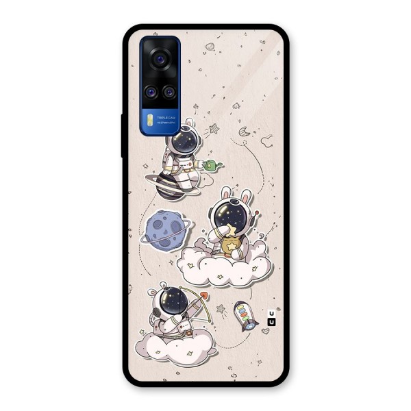 Lovely Astronaut Playing Glass Back Case for Vivo Y51