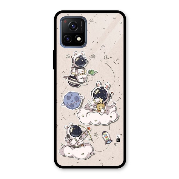 Lovely Astronaut Playing Glass Back Case for Vivo Y72 5G