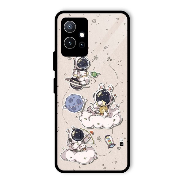 Lovely Astronaut Playing Glass Back Case for Vivo Y75 5G