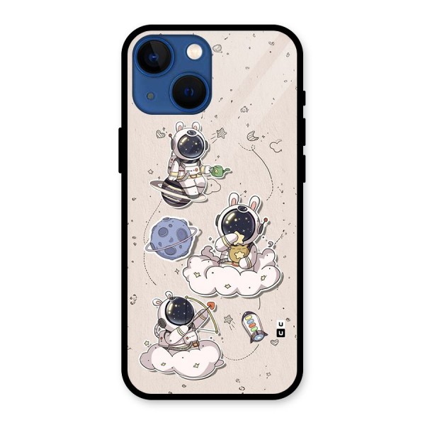 Lovely Astronaut Playing Glass Back Case for iPhone 13 Mini