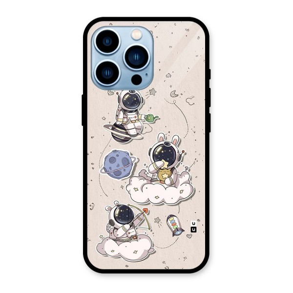 Lovely Astronaut Playing Glass Back Case for iPhone 13 Pro