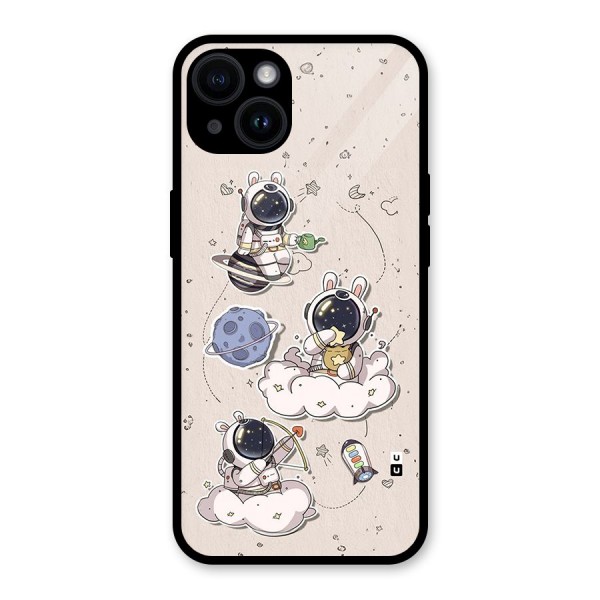 Lovely Astronaut Playing Glass Back Case for iPhone 14