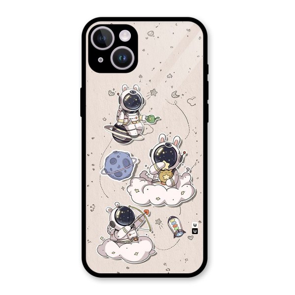 Lovely Astronaut Playing Glass Back Case for iPhone 14 Plus