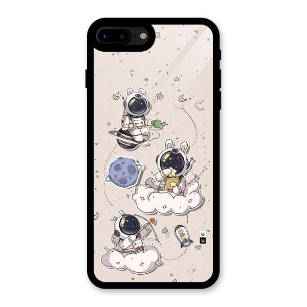 Lovely Astronaut Playing Glass Back Case for iPhone 7 Plus